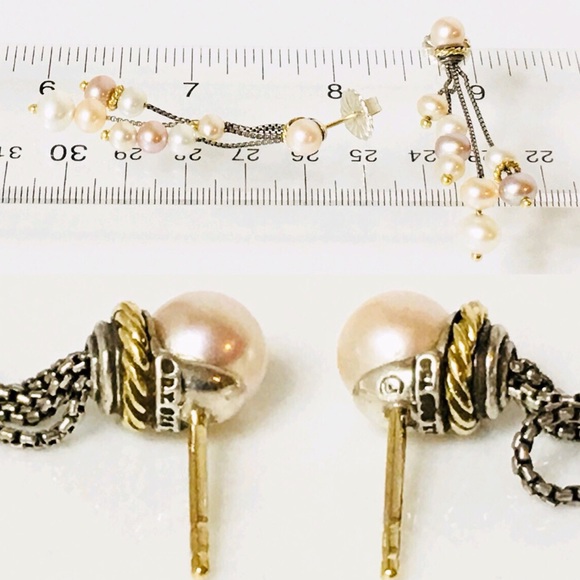 David Yurman Pearl Multi Chain Tassel Earrings - Picture 5 of 6